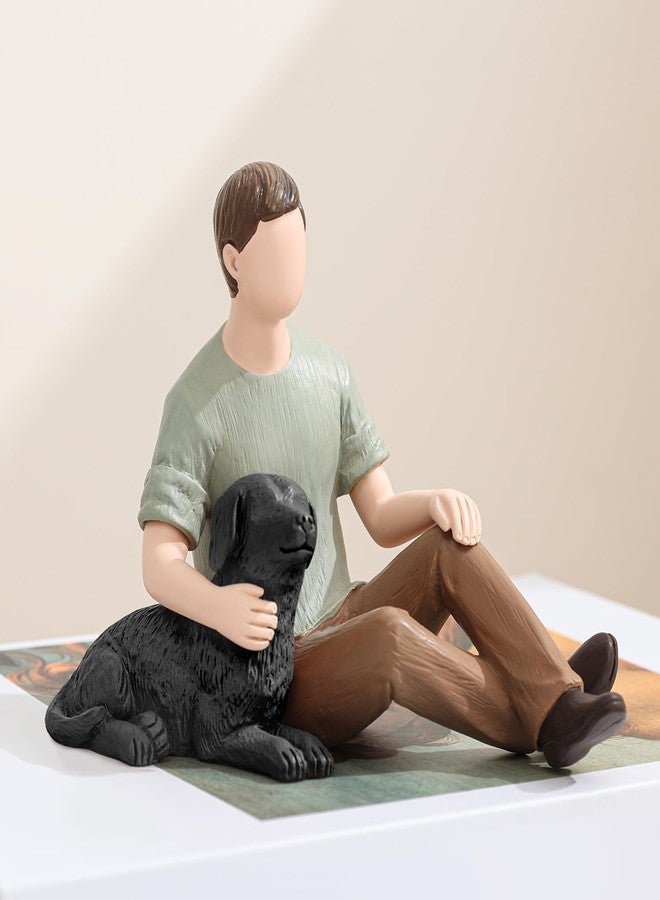 Carracci Man with Black Dog Figurine, Boy and Dog Friendship Remembrance Gifts, A Cherished Tribute to Unconditional Pet Love - Image 3